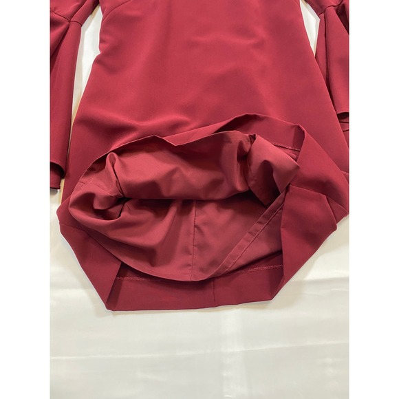 Milly Burgundy Tiered Bell Sleeve Crepe Shift Dress‎ Cocktail Valentines Size 2 - Picture 15 of 15